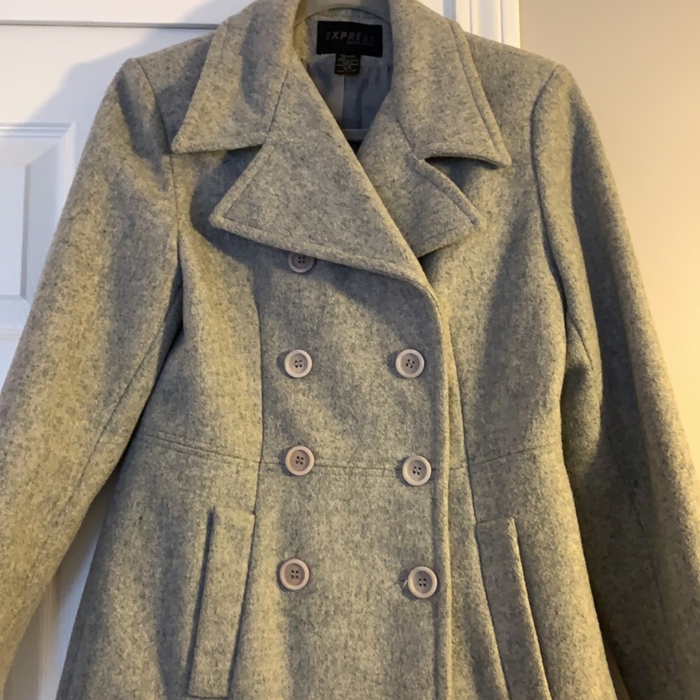 Express Light Gray Double Breasted Woolen Coat! - image 5